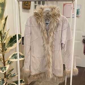 Vintage 1980s Marvin Richards Cream Penny Lane Suede Jacket